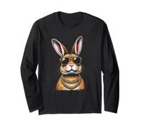 Conejo con gafas de sol, divertido jefe rebelde Hip Bunny Pascua Manga Larga