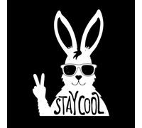 Conejo con gafas de sol mostrando un signo de paz. Quédate. Pegatinas artísticas de vinilo 57.6x80.2cm Autoadhesivo Blanco