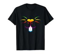 Conejo Conejito Cara Lindo Animal Corazón Cómic Arte Rainbow Camiseta gráfica económica, Hombre, Negro, L