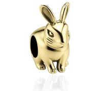 Conejo Conejito Cuenta Abalorio Charm de plata de ley 925 chapada en Oro, se compatible con Pandora Moments pulseras - Regalo para su Mamá, Abuela, Esposa, Hermana, Hija