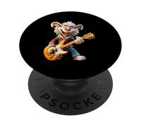 Conejo de Dibujos Animados Feliz Tocando Guitarra eléctrica PopSockets PopGrip Adhesivo