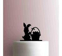 Conejo de Pascua con cesta - Decoración acrílica para tartas de 8 pulgadas de ancho/fucsia