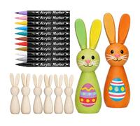 Conejo de Pascua de madera, 200 g, figura navideña, diseño encantador, proyecto de manualidades, actividad creativa para amantes de las manualidades, reuniones, tareas escolares, repisa de chimenea
