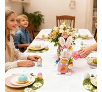 Conejo de Pascua de peluche, ligero, tela, figuras de conejito de sisal de 14 pulgadas con zanahoria y huevo, pareja de conejos de paja de primavera, fácil de transportar, para niños, adultos, niñas,