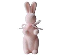 Conejo de Pascua de pie - Figura de conejo de mesa flocada | Decoración de primavera dulce | Estatua de conejo viva para el área de trabajo, armario, estantería, chimenea, mesa, decoración del hogar
