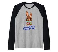 Conejo de Pascua Divertido con Texto en inglés Do You Want Piece of Me Camiseta Manga Raglan