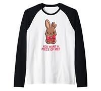Conejo de Pascua Divertido con Texto en inglés Do You Want Piece of Me Camiseta Manga Raglan