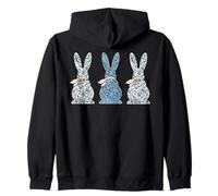 Conejo de Pascua Floral Azul Toile Rabbit Chinoiserie Sudadera con Capucha