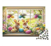 Conejo de Pascua Huevos Flores Rompecabezas 1000 Piezas Adultos Decoración Familiar Acertijos Juego Difícil Regalo Navidad 70x50cm/1000pcs
