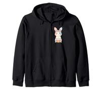 Conejo de Pascua Kawaii Pastel Corona Floral Conejo Acuarela Sudadera con Capucha