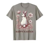Conejo de Pascua prado floral retro vintage estética Camiseta