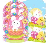 Conejo de Pascua, Suministros de fiesta de Pascua, decoración de mesa de Pascua,vajilla de fiesta para decoración de fiestas temáticas de Pascua, Conejo Fiesta de Cumpleaños ,Plato, Servilletas,20Pers