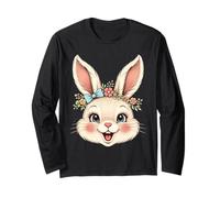 Conejo de Pascua Vintage Coqueta Arco Flor Mujeres niñas Manga Larga