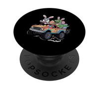 Conejo de Pascua y T-Rex Monster Truck Funny Boys Digger PopSockets PopGrip Adhesivo