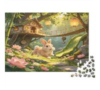 Conejo del Bosque Puzzle de 1000 Piezas Papel para Adultos Casa de Cuento de Hadas Set de Puzzle 1000 Piezas Relajación Decoración Hogar Regalo Nan