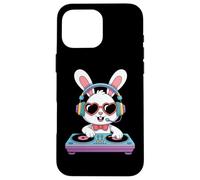 Conejo DJ Animado Tocadiscos Corazón Carcasa para iPhone 16 Pro Max