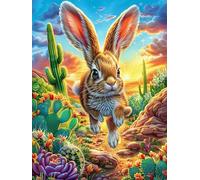 Conejo en el jardín floral del desierto Puzzles 1000 Piezas Maquetas 3D Educativas Profesionales Cuento de hadas acompañante con animales Rompecabezas Para Familia Construir DIY Moderno Aliviar Estrés