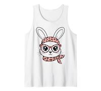 Conejo Estampado Leopardo Gafas Diadema Rosa Pascua Bunny Camiseta sin Mangas