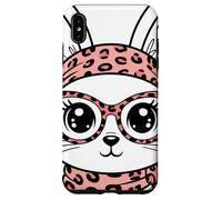 Conejo Estampado Leopardo Gafas Diadema Rosa Pascua Bunny Carcasa para iPhone XS MAX