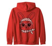 Conejo Estampado Leopardo Gafas Diadema Rosa Pascua Bunny Sudadera con Capucha
