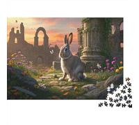 Conejo Europeo Rompecabezas Imposible,desafío for Adults Ruinas Flores Silvestres Juego Educativo 1000 Piezas Obra De Arte De Juego De para Adultos Y Niños A Partir De 12 Años 1000pcs (75x50cm)