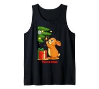 Conejo Feliz Navidad Árbol de Navidad Linda Temporada de Navidad Camiseta sin Mangas