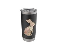 Conejo floral zodiaco chino Vaso térmico de acero inoxidable de doble pared