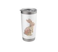 Conejo floral zodiaco chino Vaso térmico de acero inoxidable de doble pared