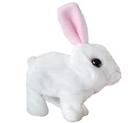 Conejo interactivo realista, juguete de peluche electrónico, 6,3 x 3,54 x 6,3 pulgadas, lindo conejo, movimiento de salto, orejas de twitching, acciones sacudidas para niños, amantes de las mascotas