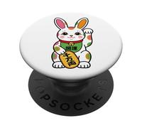 Conejo japonés Pop Art Fortuna Maneki Neko Bunny PopSockets PopGrip Adhesivo