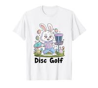 Conejo jugando al golf de disco para el Día de Pascua, huevos y chocolate Camiseta