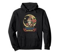 Conejo Luz de la Luna Camelia Estrellas Bonsai Noche Sueño Sudadera con Capucha