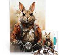 Conejo Montando una Motocicleta Rompecabezas para Adultos 1000 Piezas para el Juguete de desafío de Juego Educativo Ideas de Regalos 38x26cm