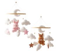 Conejo móvil para cuna, decoración móvil de terciopelo para habitación infantil, diseño de dibujos animados