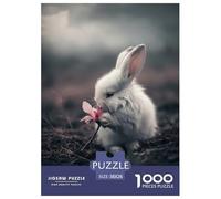 Conejo Puzzle 1000 piezas flor rompecabezas juego de inteligencia decoración interior de cartón 100% reciclado para adultos adolescentes y niños, 38 x 26 cm, 1000 unidades