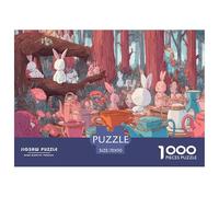 Conejo Puzzle 1000 Piezas Juego de Reto Adultos y Mayores de 12 años Té de la Tarde Puzzle Creativo Juego Educativo Familiar Regalo de decoración para el hogar 70x50cm
