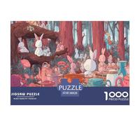 Conejo Puzzle 1000 Piezas Juego de Reto para Adultos Té de la Tarde Puzzle Imposible Juego Educativo Familiar Regalo de decoración para el hogar 38x26cm