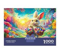 Conejo Que Lleva cestas de Huevos de Pascua Puzzle De 1000 Piezas Conejo Afortunado Vínculo Familiar, Adultos Y Niños 70x50cm/1000pcs