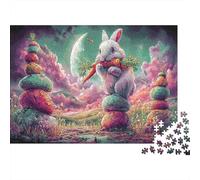 Conejo Que sostiene Zanahorias en Piedra Puzzle Vida Silvestre Rompecabezas 1000 Piezas - Adultos, Desafiante, Regalo, Juego Familiar 70x50cm/1000pcs