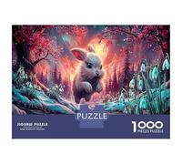 Conejo Saltando sobre la Corriente con Gotas de Nieve Puzzle Mascotas Rompecabezas - 1000 Piezas Desafiante, Adultos, Regalo, Juego Familiar, Decoración del Hogar 38x26cm/1000pcs