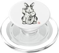 Conejo Sumi-e japonés Maneki Neko Fortuna PopSockets PopGrip para MagSafe