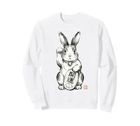 Conejo Sumi-e japonés Maneki Neko Fortuna Sudadera