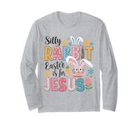 Conejo tonto Pascua es para Jesús Feliz día de Pascua cristiano Manga Larga