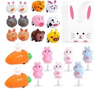 Conejos de Cuerda con Juego de Zanahoria, Encantadores Obsequios de Pascua para Pequeños - Juego de Juguetes de Pascua Divertidos y Emocionantes, Coches de Carreras con Tema de Conejitos y Zanahorias