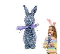Conejos de Pascua concurridos | Pequeñas estatuas de conejo de pie decorativas con pajarita, centros de mesa de primavera, decoraciones de jardín de infantes para el estante