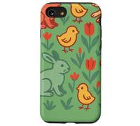 Conejos De Primavera Pájaros Y Tulipanes Folk Carcasa para iPhone SE (2020) / 7/8