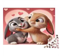 Conejos Enamorados Puzzles 1000 Piezas Papel Reciclado para Adultos Puzzle para Adultos Juego Familiar Divertido y desafiante Excelente Idea de Regalo para la descompresión 52x38cm/1000pcs