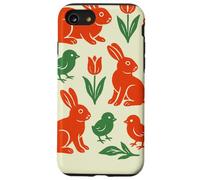 Conejos primaverales, pájaros y Tulipanes, diseño Popular Carcasa para iPhone SE (2020) / 7/8