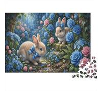Conejos Rosa azulRompecabezas Clásico De 1000 Piezas Cartón Reciclado Sendero de Flores Sueños Relajación Mental Adolescentes 12+, Tiempo Libre, Regalo De Cumpleaños 38x26cm/1000pcs
