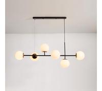 CONERY Lámpara Colgante de Cristal Moderna de 6 Luces, lámpara Ajustable nórdica E27 con Pantalla de Globo, lámpara Colgante de Techo de Granja de Montaje semiempotrado para Sala de Estar